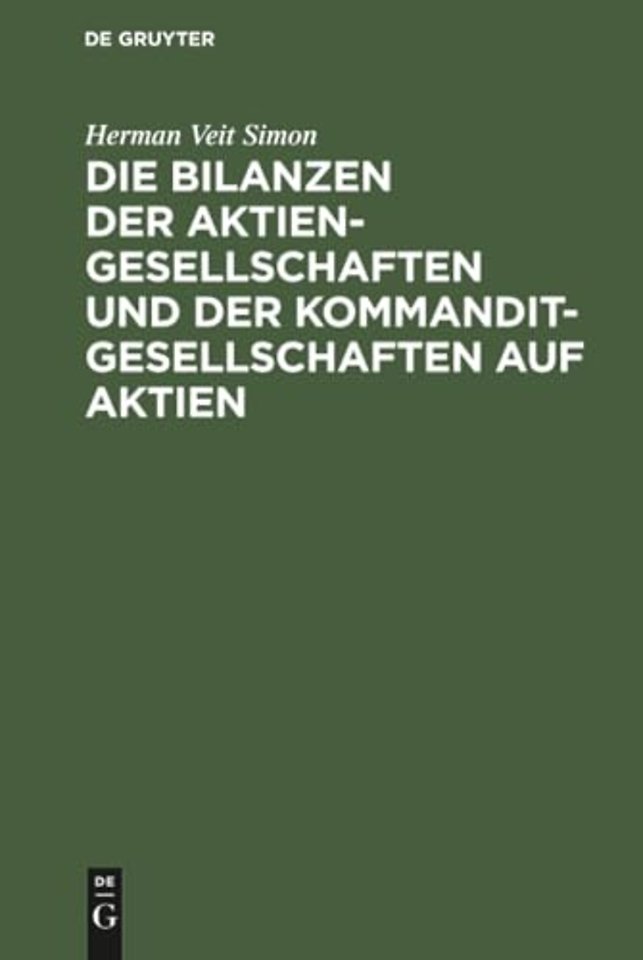 Die Bilanzen der Aktiengesellschaften und der Kommanditgesellschaften auf Aktien