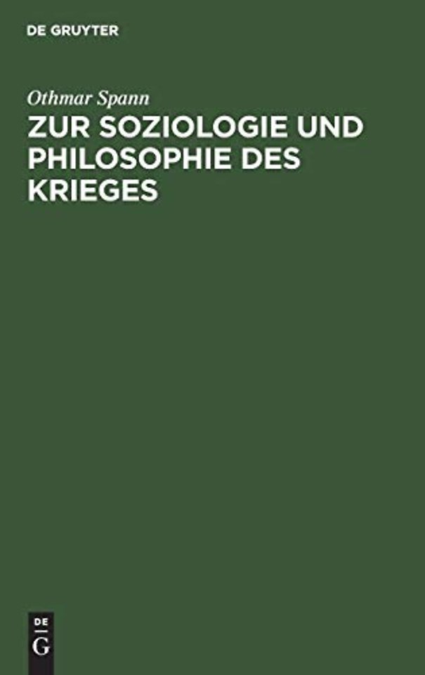 Zur Soziologie Und Philosophie Des Krieges