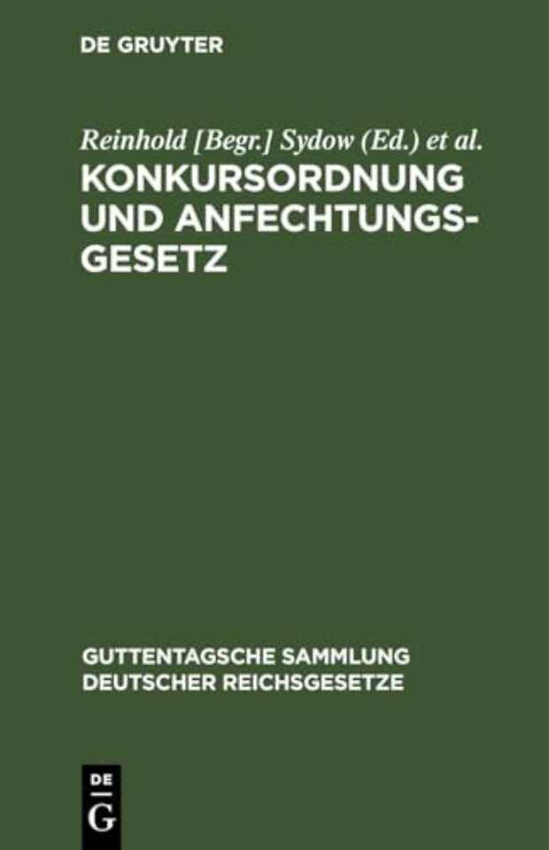Konkursordnung Und Anfechtungsgesetz