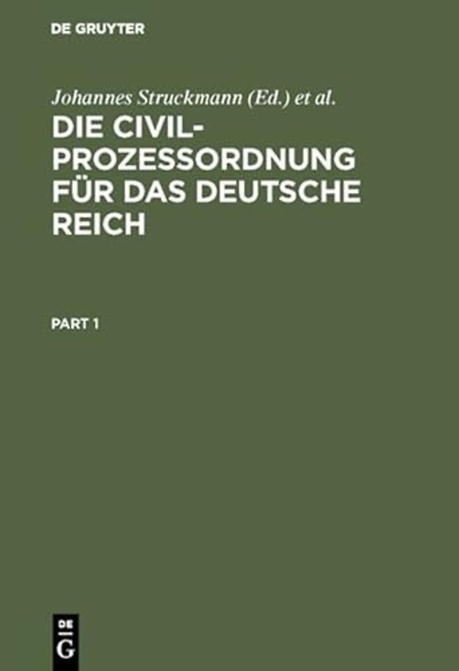 Die Civilprozessordnung fur das Deutsche Reich