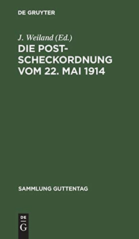 Die Postscheckordnung Vom 22. Mai 1914