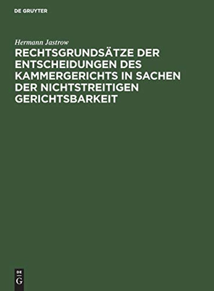 Rechtsgrundsätze der Entscheidungen des Kammerge – Neue Folge. (1888–1891)