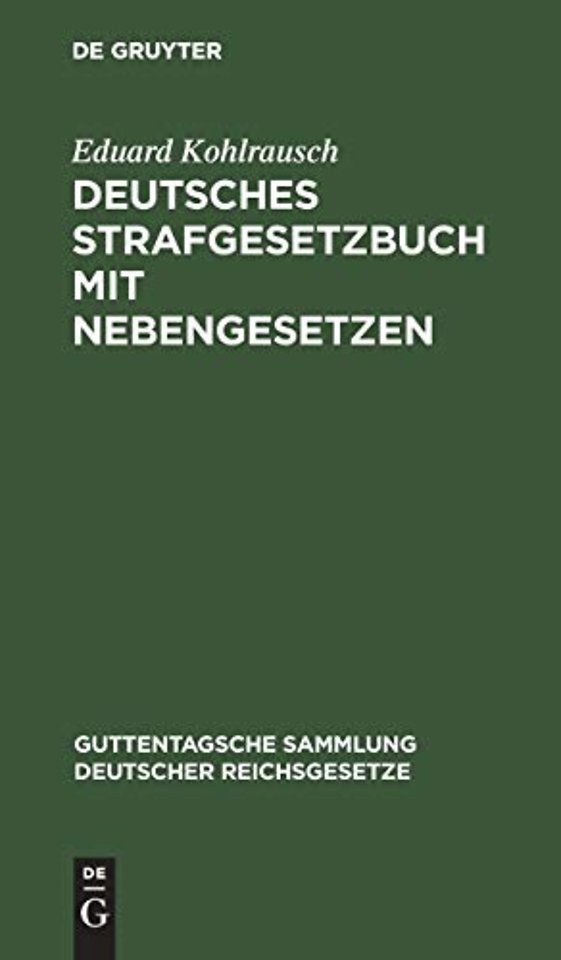 Deutsches Strafgesetzbuch Mit Nebengesetzen