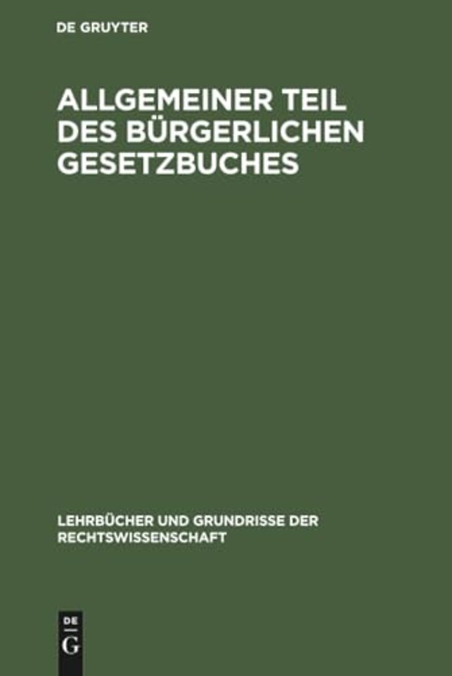 Allgemeiner Teil des Burgerlichen Gesetzbuches