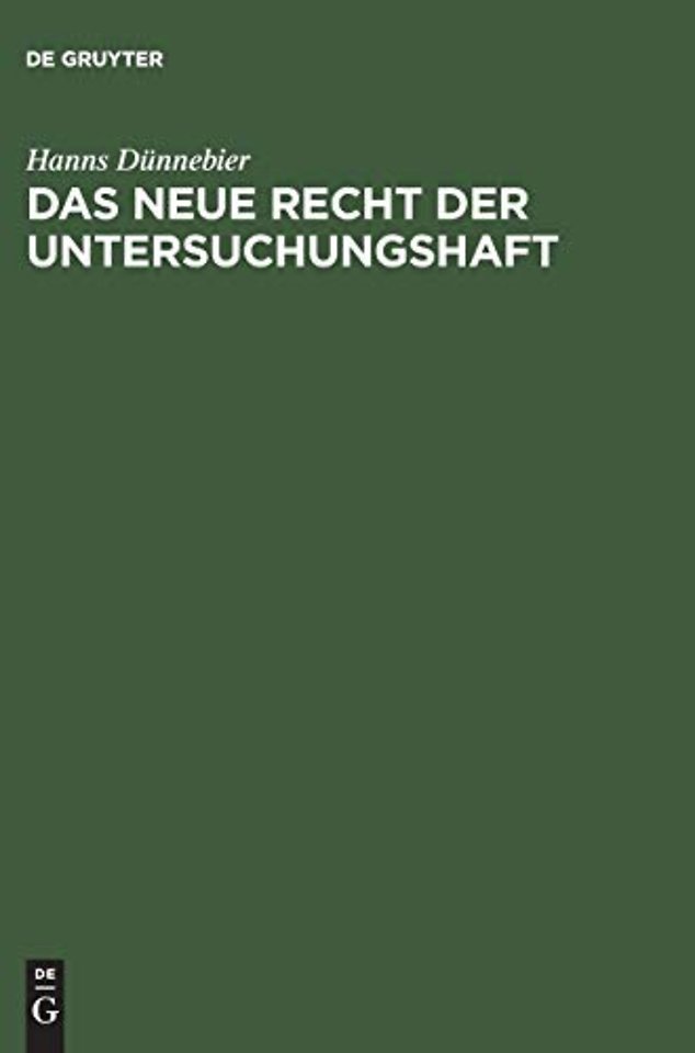 Das neue Recht der Untersuchungshaft