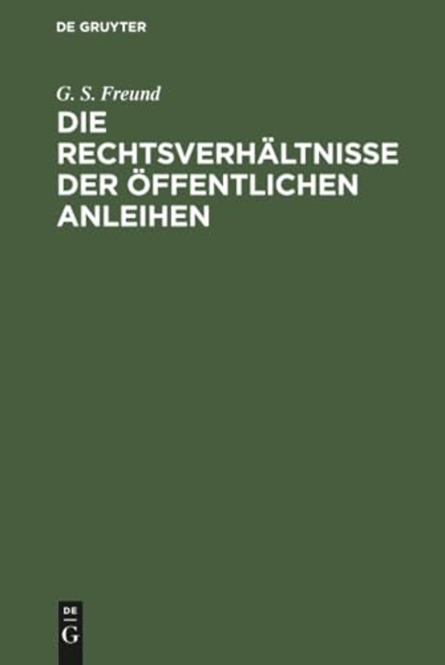 Die Rechtsverhältnisse der Öffentlichen Anleihen