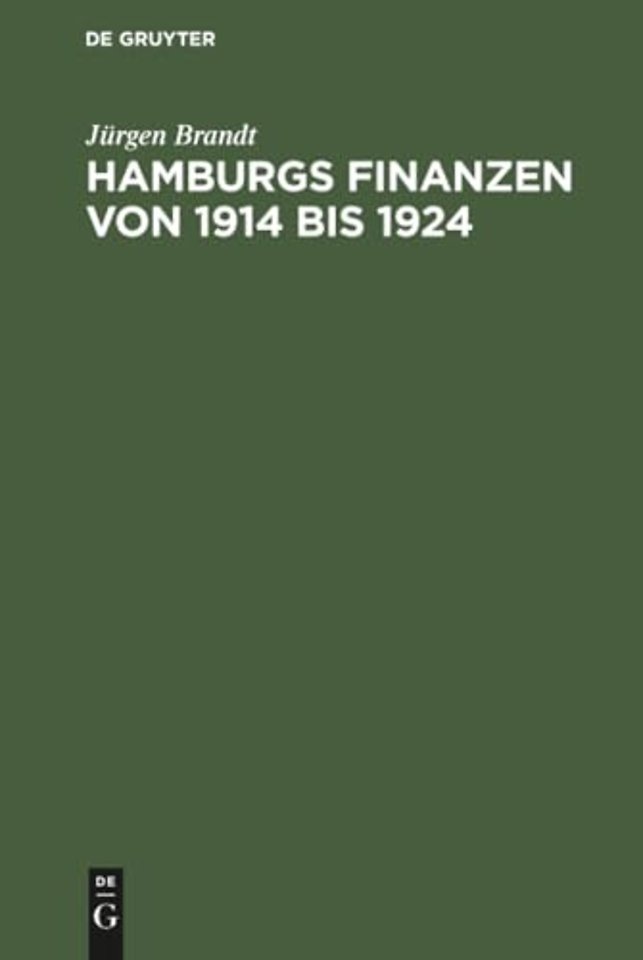 Hamburgs Finanzen von 1914 bis 1924