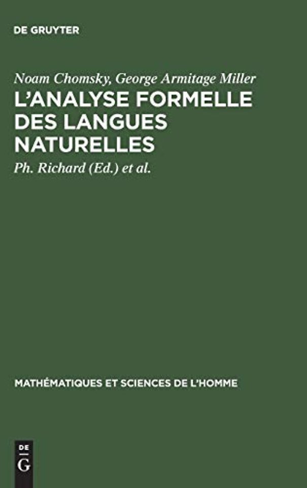 L`analyse formelle des langues naturelles – (Introduction to the formal analysis of natural languages)