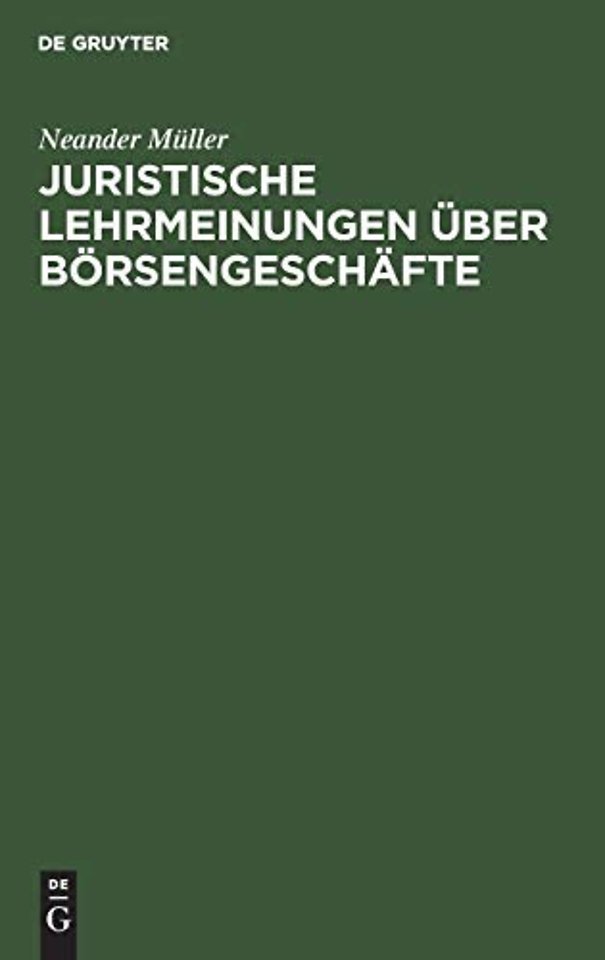 Juristische Lehrmeinungen Uber Borsengeschafte