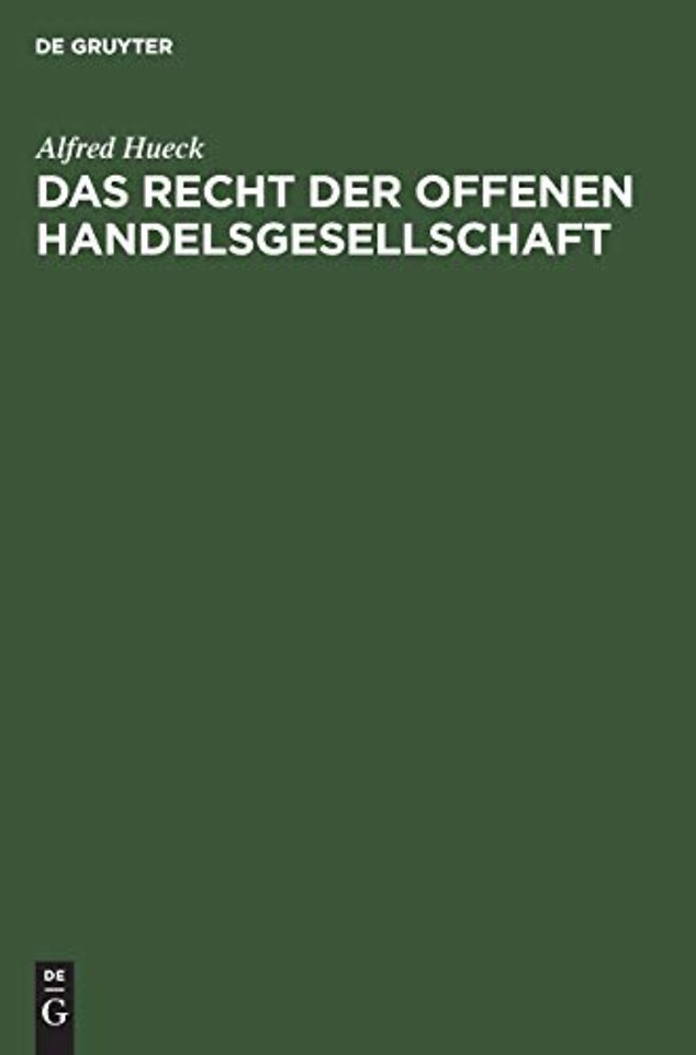 Das Recht Der Offenen Handelsgesellschaft