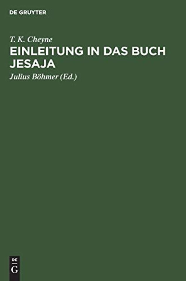 Einleitung in das Buch Jesaja – Deutsche Übersetzung unter durchgängiger Mitwirkung des Verfassers