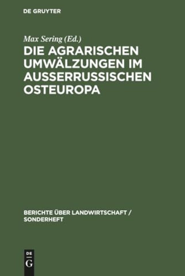 Die Agrarischen Umwalzungen Im Außerrussischen Osteuropa