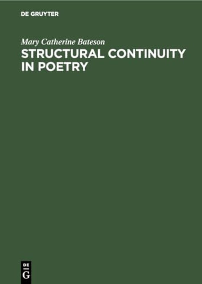 Structural continuity in poetry – A linguistic study of five Pre–Islamic Arabic Odes