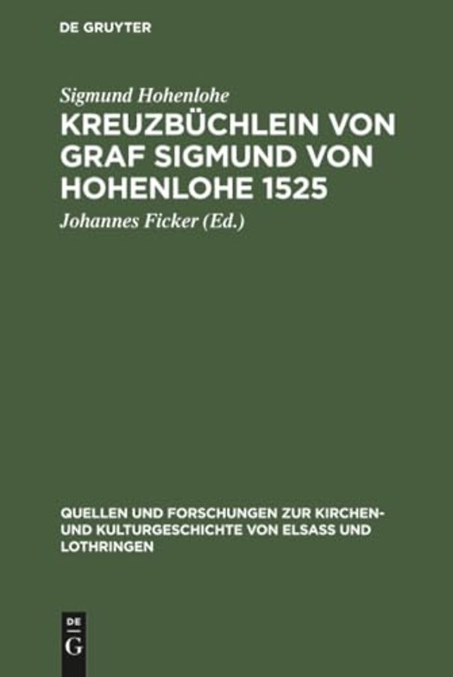 Kreuzbuchlein von Graf Sigmund von Hohenlohe 1525