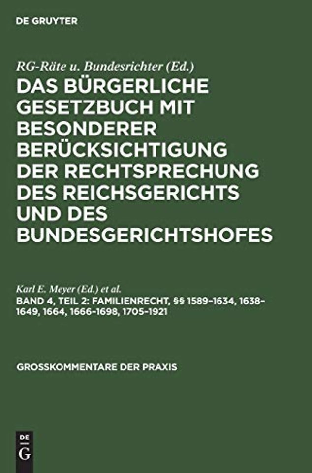 Familienrecht, §§ 1589–1634, 1638–1649, 1664, 1666–1698, 1705–1921