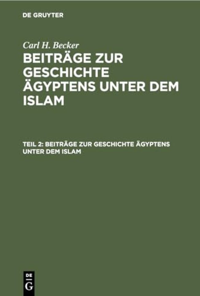 Beitrage Zur Geschichte Agyptens Unter Dem Islam