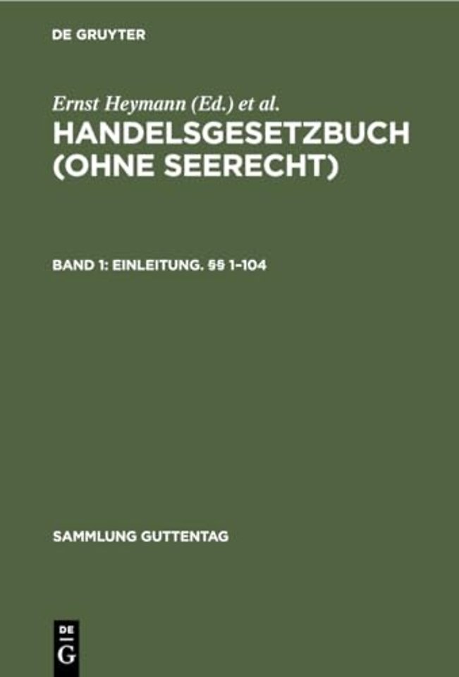 Erstes Buch: Einleitung. §§ 1–104