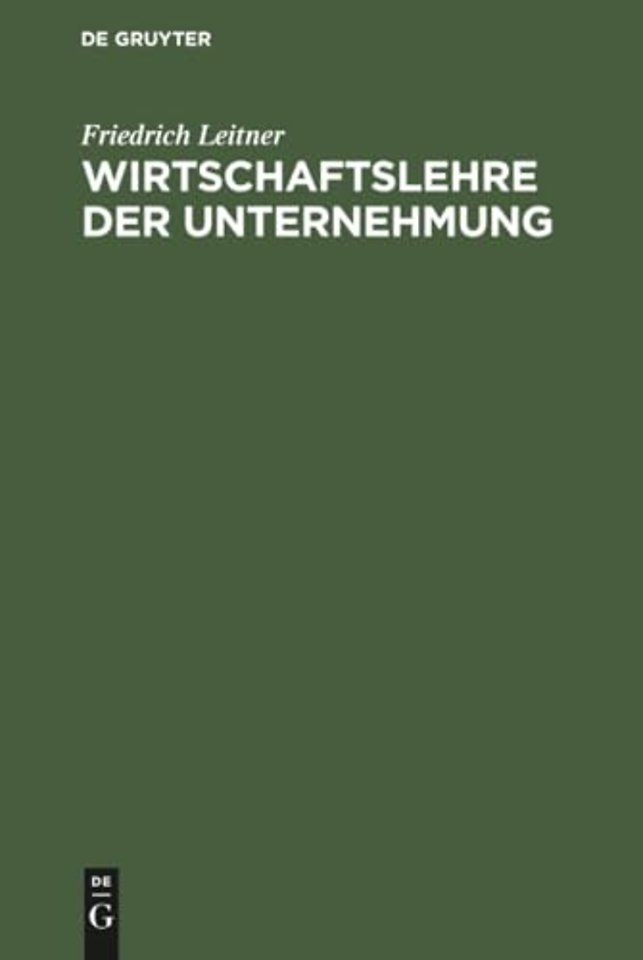 Wirtschaftslehre der Unternehmung