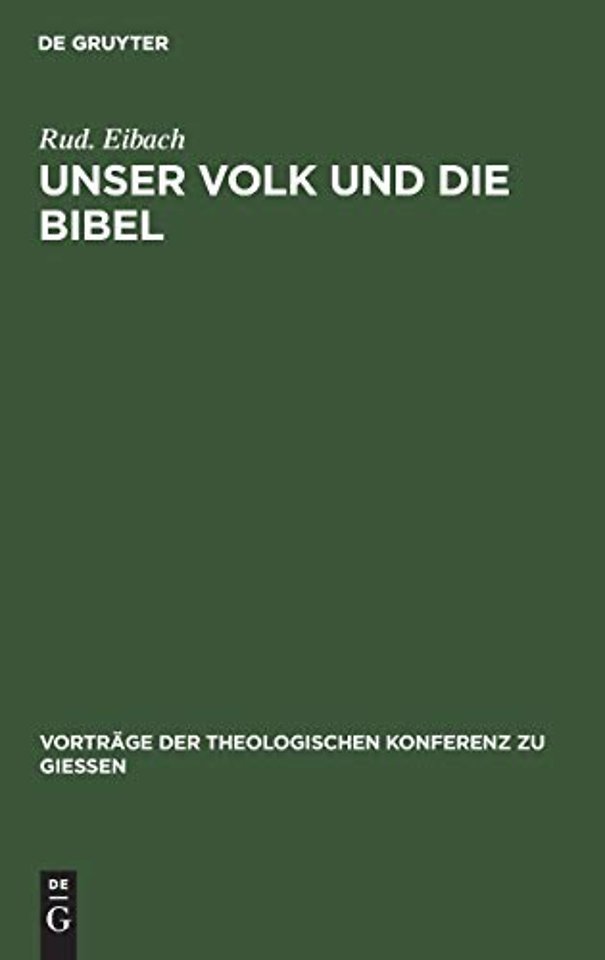 Unser Volk Und Die Bibel