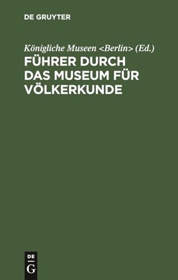 Fuhrer Durch Das Museum Fur Volkerkunde