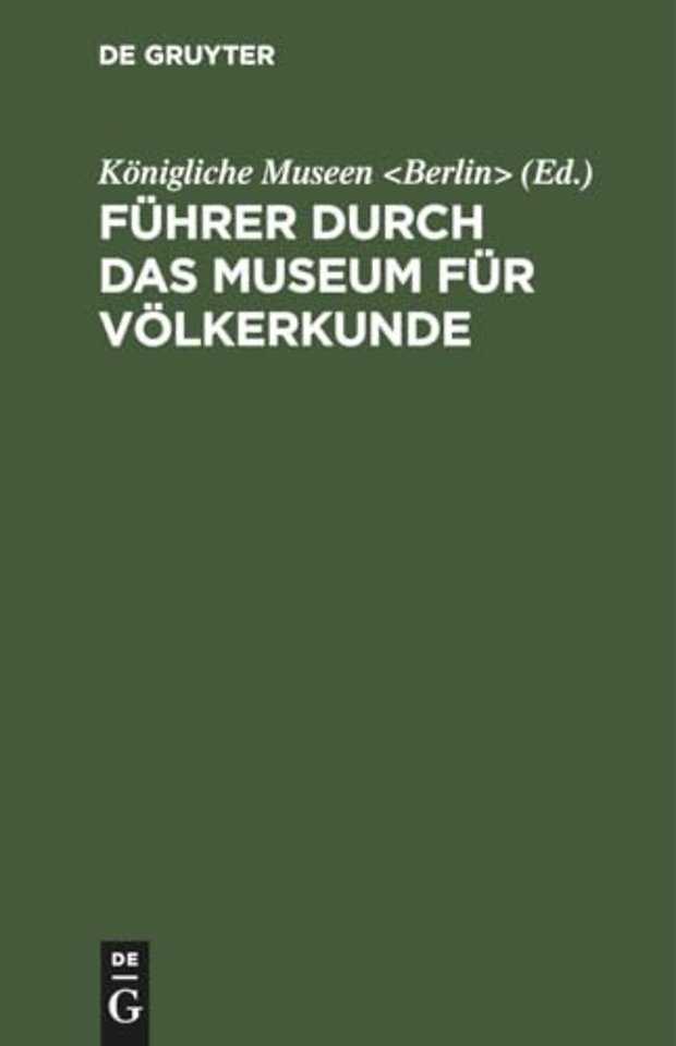 Fuhrer Durch Das Museum Fur Volkerkunde