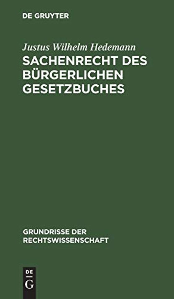 Sachenrecht Des Burgerlichen Gesetzbuches