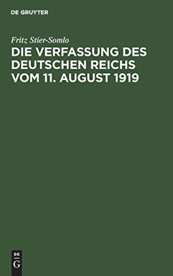 Die Verfassung des Deutschen Reichs vom 11. Augu – Ein systematischer Überblick