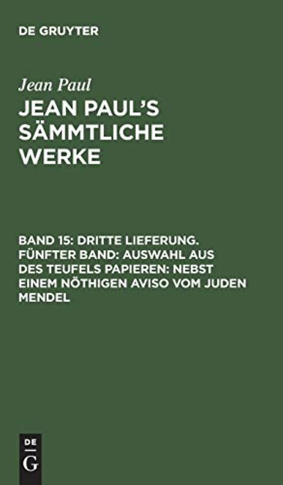 Dritte Lieferung. Fünfter Band: Auswahl aus des – Erster Band