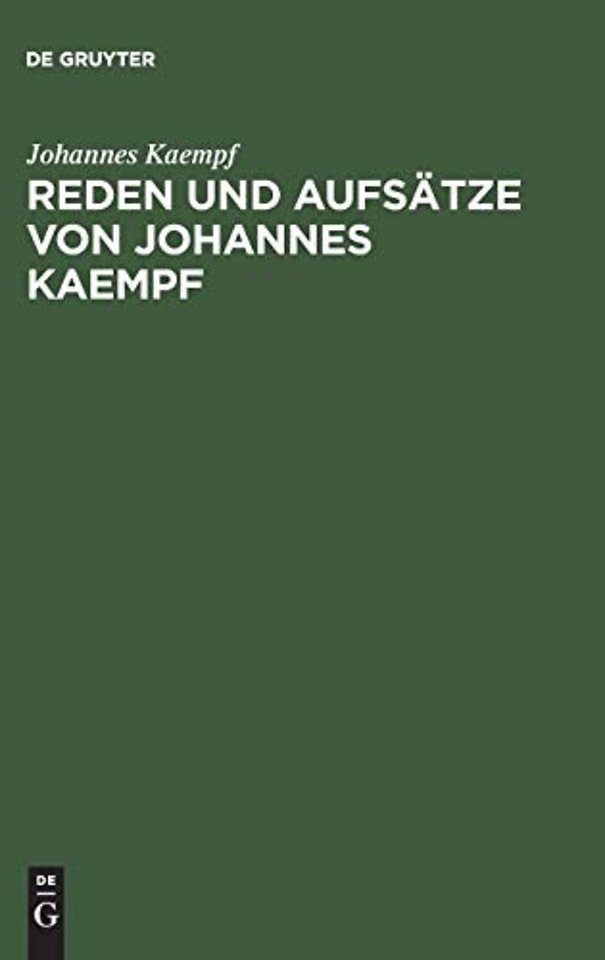 Reden und Aufsatze von Johannes Kaempf