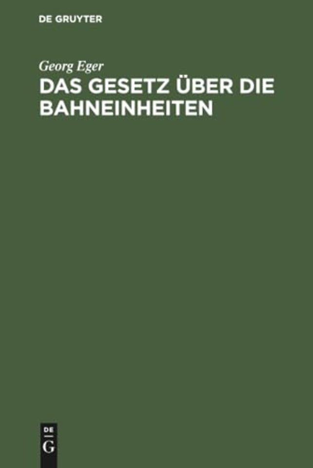 Das Gesetz Uber Die Bahneinheiten