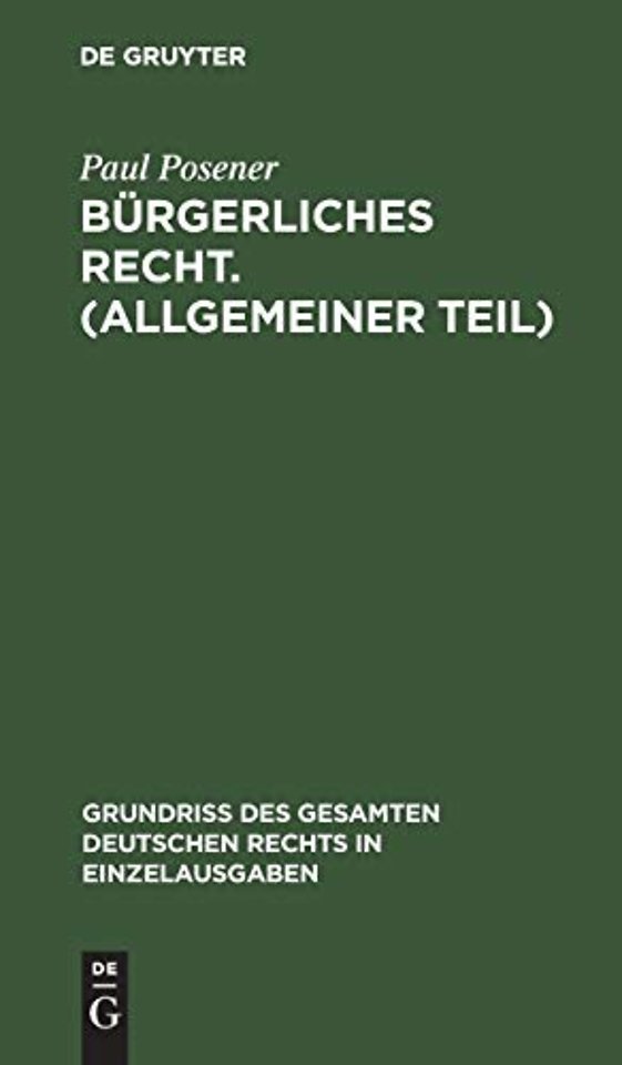 Bürgerliches Recht. (Allgemeiner Teil)