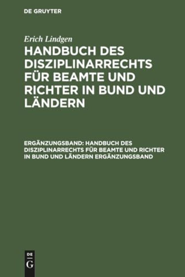 Handbuch des Disziplinarrechts fur Beamte und Richter in Bund und Landern