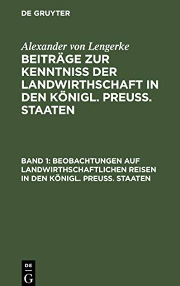 Beobachtungen auf landwirthschaftlichen Reisen i – Die Provinzen Sachsen und Schlesien