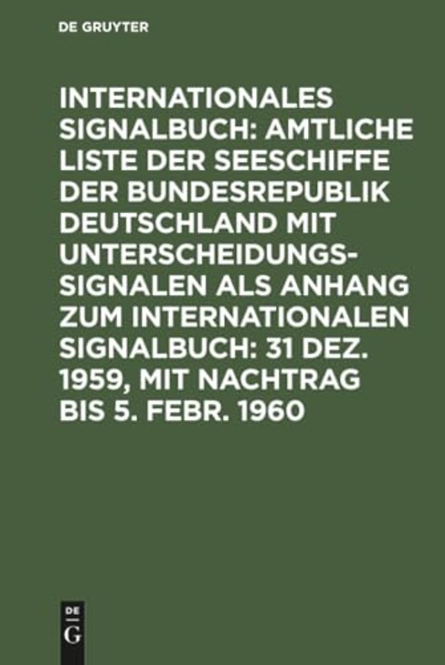 31 Dez. 1959, mit Nachtrag bis 5. Febr. 1960
