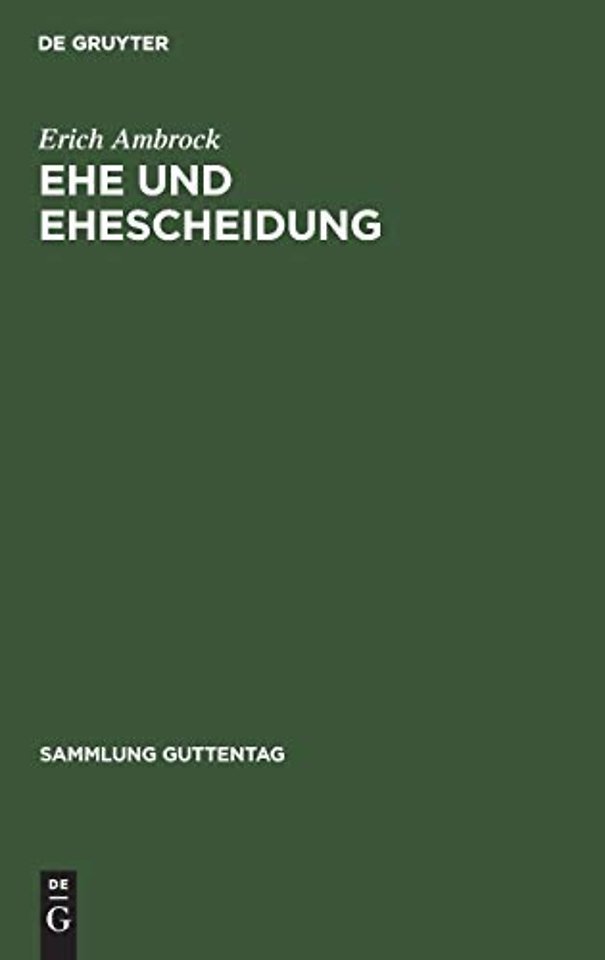Ehe und Ehescheidung – Kommentar zu d. Vorschriften d. materiellen Rechts (BGB, EheG, RVO u.a.) u. d. Verfahrenrechts (GVG, ZPO, FGG u.a