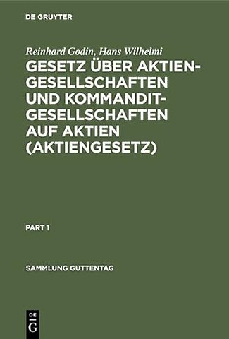 Gesetz über Aktiengesellschaften und Kommanditge – vom 30. Januar 1937 (RGS. I S. 107 ff.)