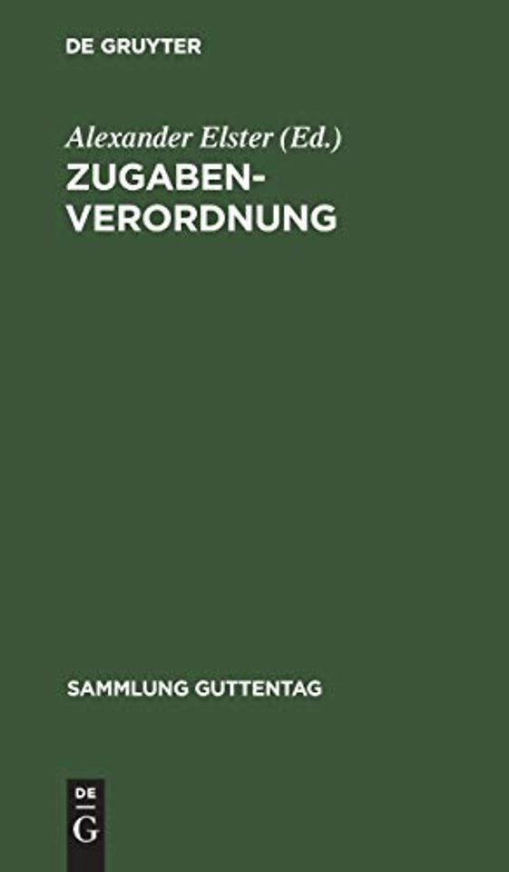 Zugaben–Verordnung – (Erster Teil der Verordnung des Reichspräsidenten zum Schutze der Wirtschaft vom 9. März 1932)