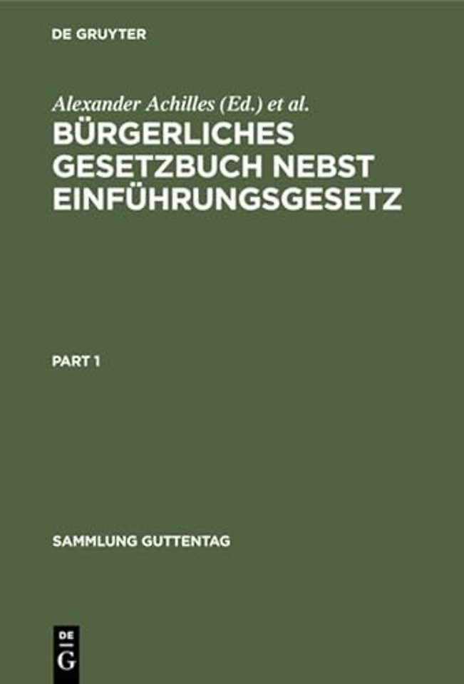 Burgerliches Gesetzbuch nebst Einfuhrungsgesetz
