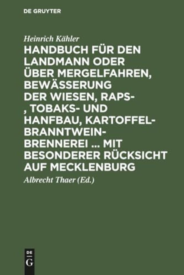 Handbuch für den Landmann oder über Mergelfahren – Nach ganz eigenen Erfahrungen dargestellt