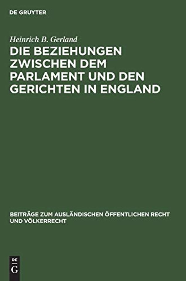 Die Beziehungen Zwischen Dem Parlament Und Den Gerichten in England