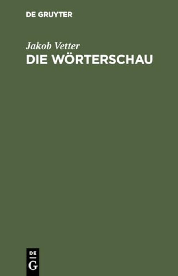 Die Wörterschau – Ein Possenspiel