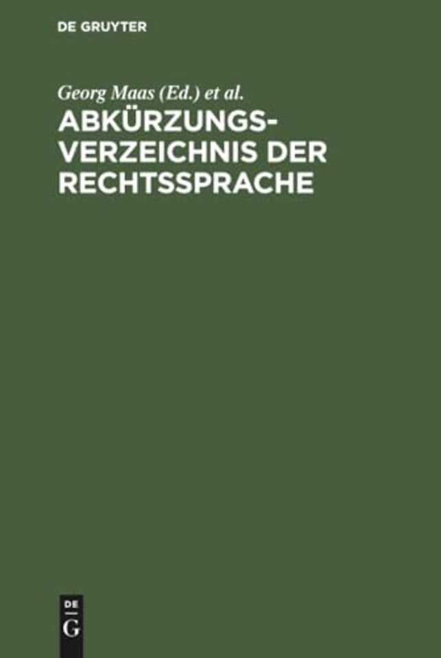 Abkurzungsverzeichnis Der Rechtssprache