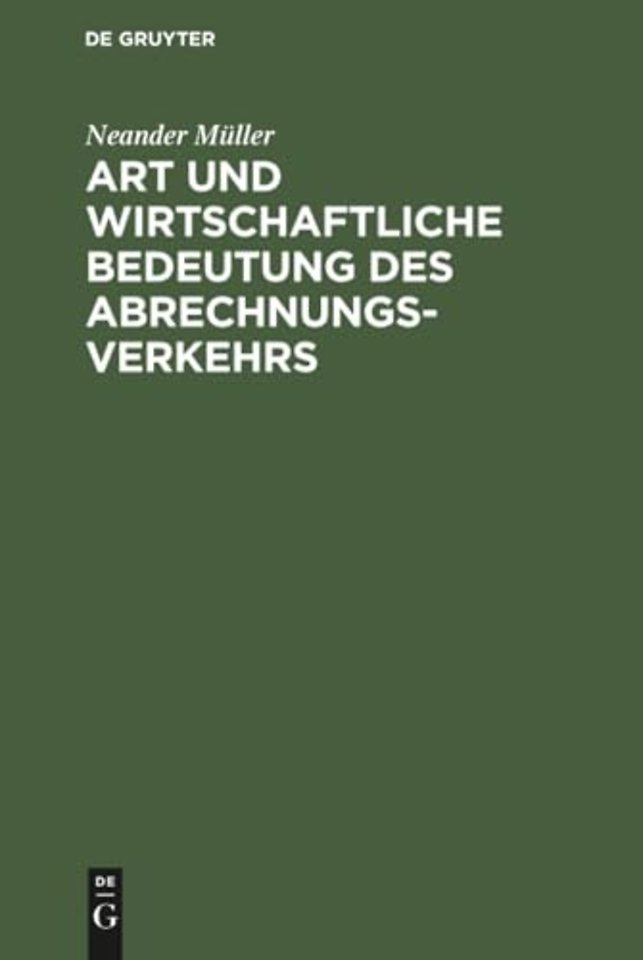 Art und wirtschaftliche Bedeutung des Abrechnungsverkehrs