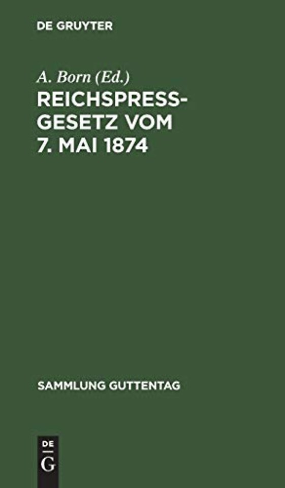 Reichspreßgesetz vom 7. Mai 1874