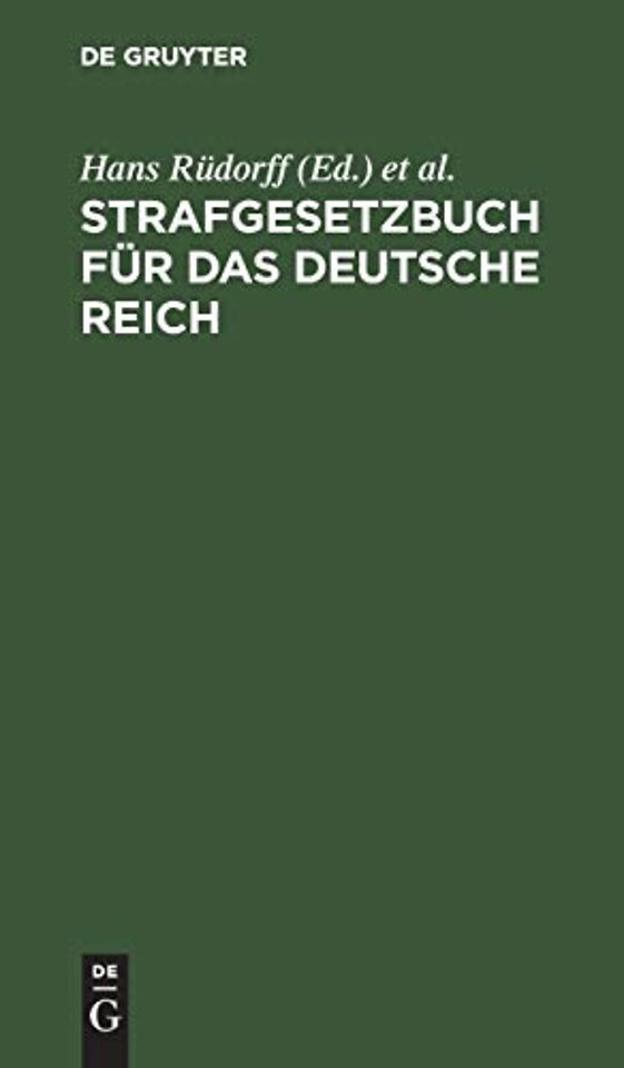 Strafgesetzbuch Fur Das Deutsche Reich