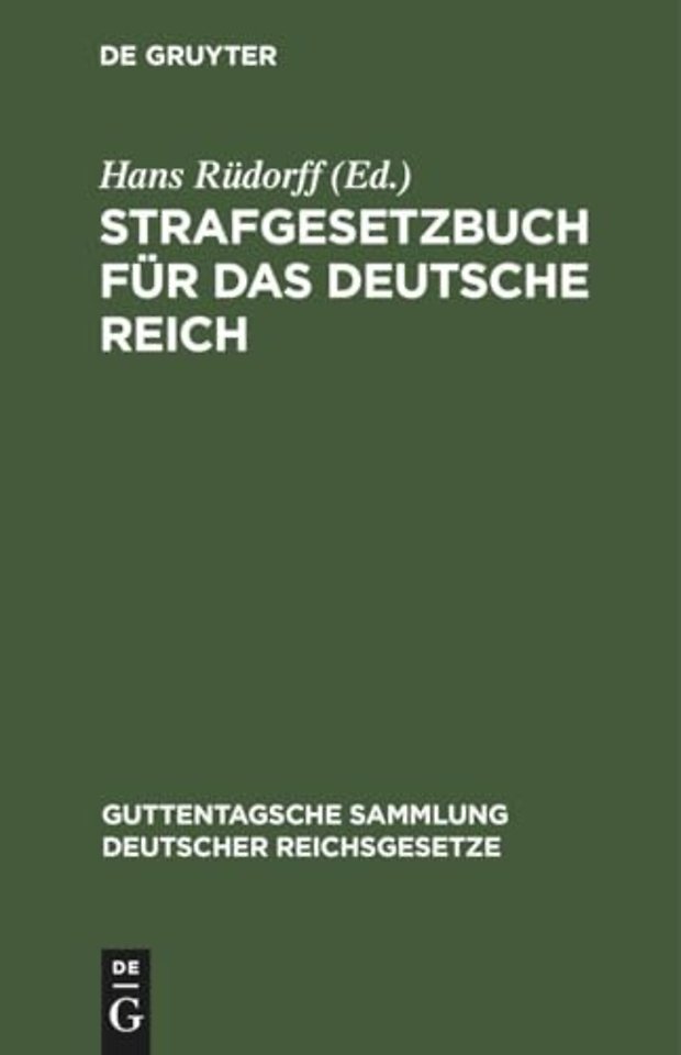 Strafgesetzbuch Fur Das Deutsche Reich