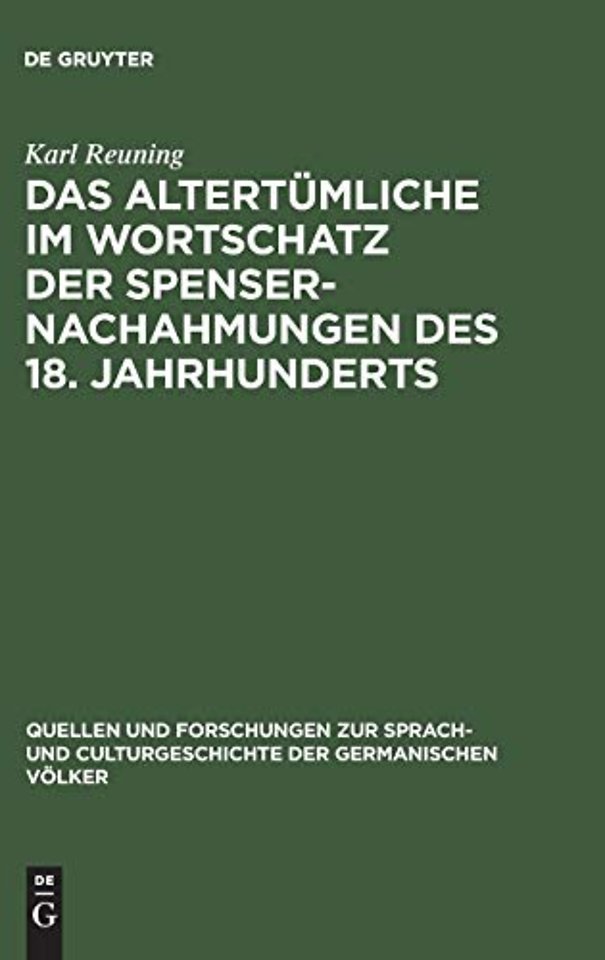Das Altertumliche im Wortschatz der Spenser-Nachahmungen des 18. Jahrhunderts