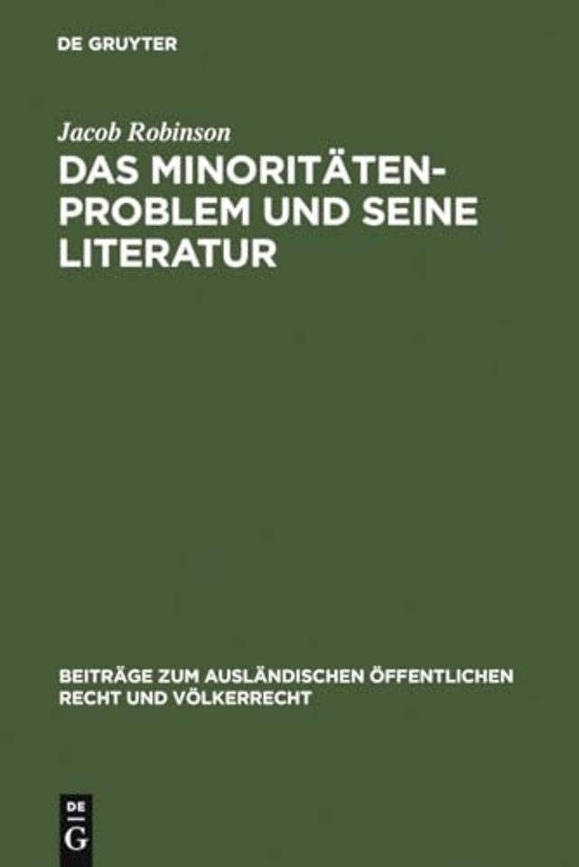 Das Minoritatenproblem und seine Literatur