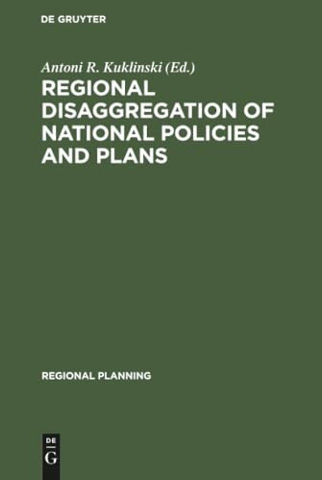 Regional disaggregation of national policies and plans
