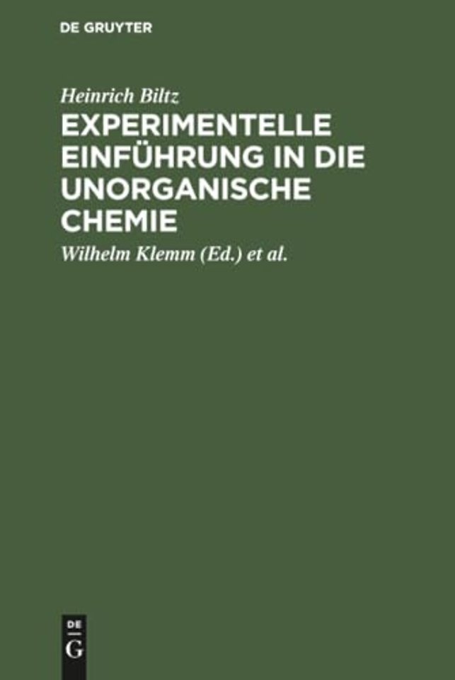 Experimentelle Einführung in die unorganische Chemie